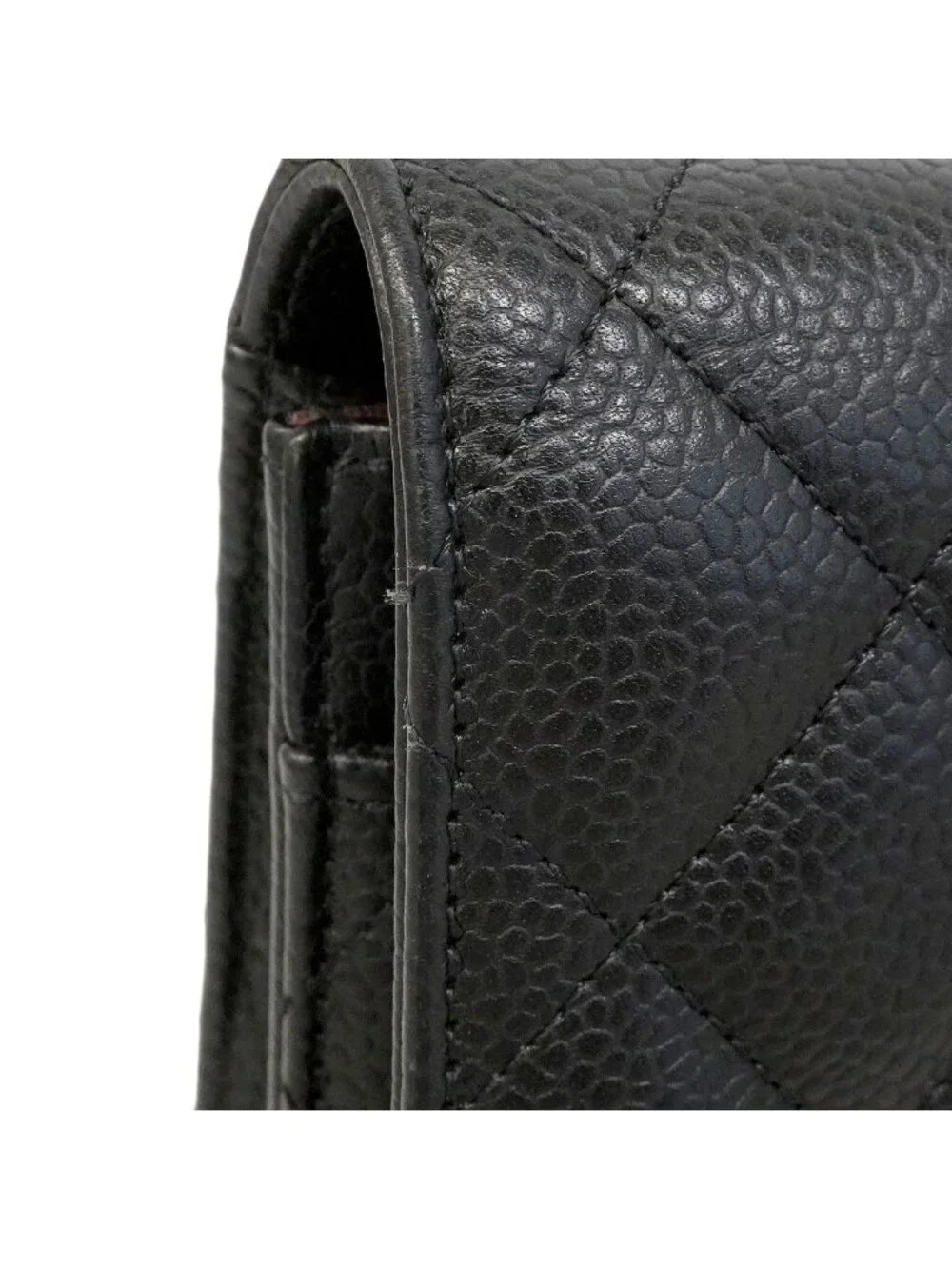 Chanel Wallet on Chain Quilted Caviar Leather Black Gold Shoulder Bag